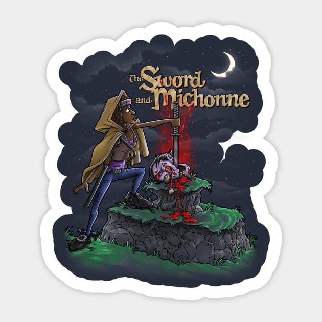 The Sword and Michonne Sticker by Punksthetic